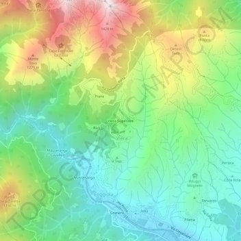 Topografisk kort Viera Superiore, højde, terræn