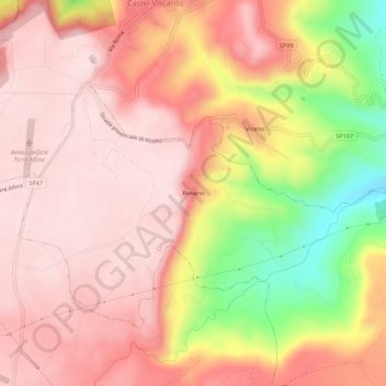 Topografisk kort Benano, højde, terræn