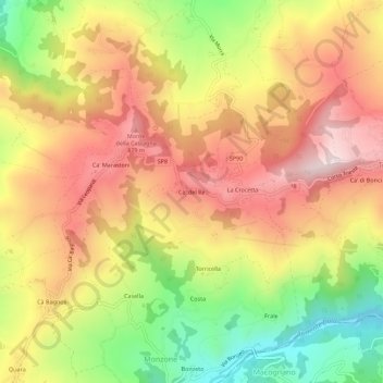 Topografisk kort Ca' del Re, højde, terræn