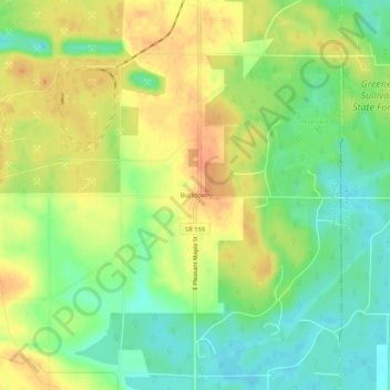 Topografisk kort Bucktown, højde, terræn