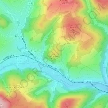 Topografisk kort Sehlberg, højde, terræn