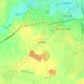 Topografisk kort Bradley, højde, terræn