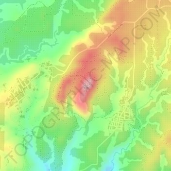 Topografisk kort Gunung Nini, højde, terræn