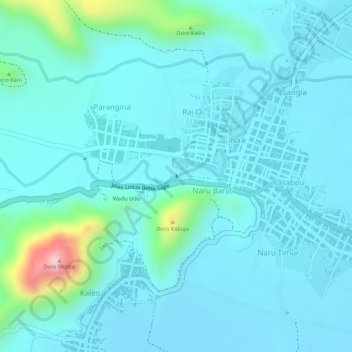 Topografisk kort Bendungan Sape, højde, terræn