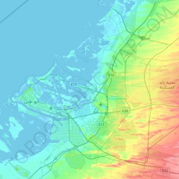 Topografisk kort Yas Island, højde, terræn