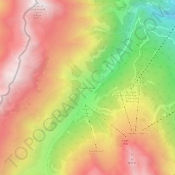 Topografisk kort Roia, højde, terræn