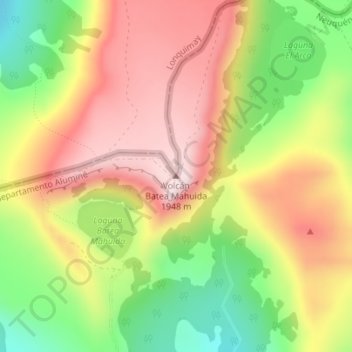 Topografisk kort Volcán Batea Mahuida, højde, terræn