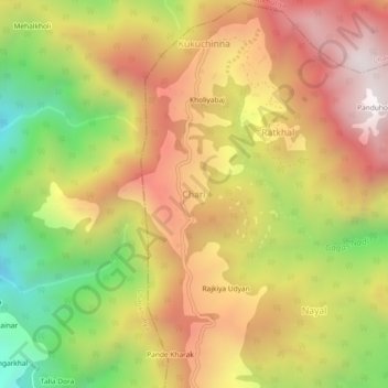 Topografisk kort Chari, højde, terræn