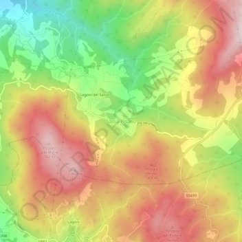 Topografisk kort Sasso Pisano, højde, terræn