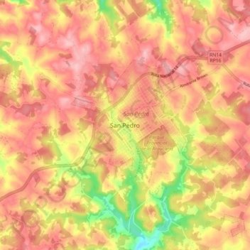 Topografisk kort San Pedro, højde, terræn