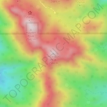 Topografisk kort Hualapai Peak, højde, terræn