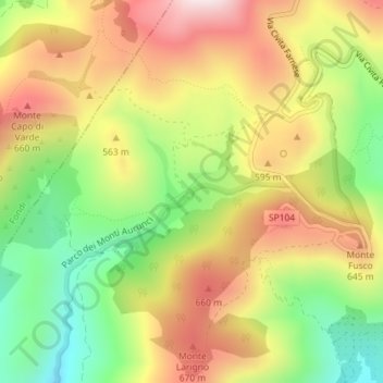 Topografisk kort Fellina, højde, terræn