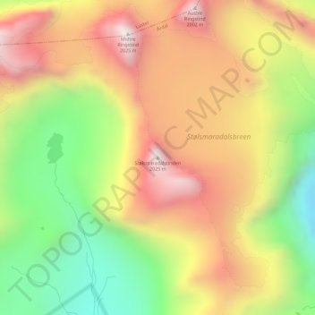 Topografisk kort Stølsmaradalstinden, højde, terræn