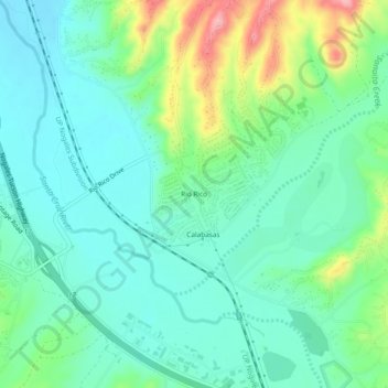 Topografisk kort Rio Rico, højde, terræn