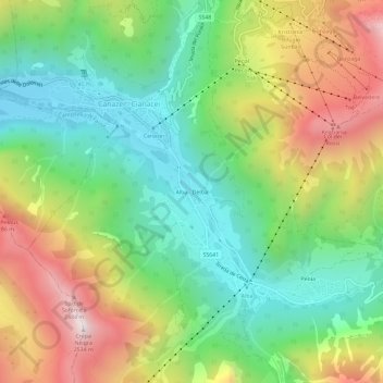 Topografisk kort Alba, højde, terræn