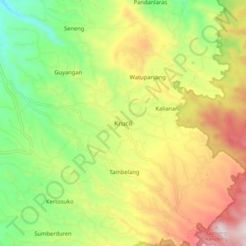 Topografisk kort Krucil, højde, terræn