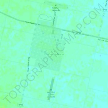 Topografisk kort Chañar Ladeado, højde, terræn