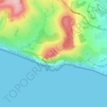 Topografisk kort Golden Cap, højde, terræn