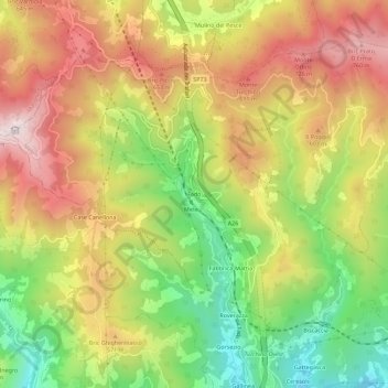 Topografisk kort Fado, højde, terræn