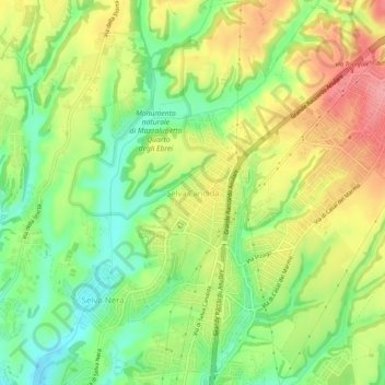 Topografisk kort Selva Candida, højde, terræn