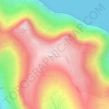 Topografisk kort Landsuðursfjall, højde, terræn