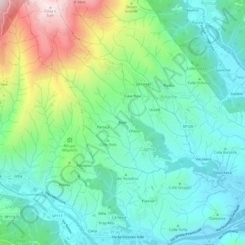 Topografisk kort Riale, højde, terræn