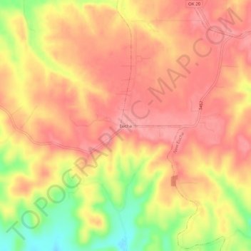Topografisk kort Eucha, højde, terræn