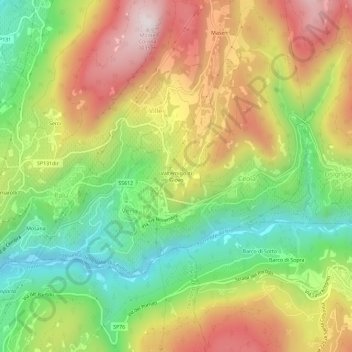 Topografisk kort Valternigo di Giovo, højde, terræn