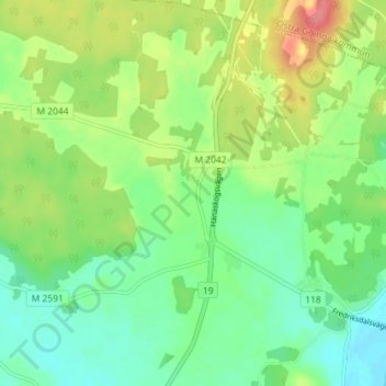 Topografisk kort Bjärlöv, højde, terræn