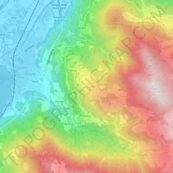 Topografisk kort Grignaghe, højde, terræn