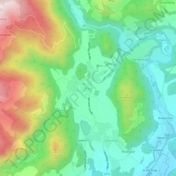 Topografisk kort Kraig, højde, terræn