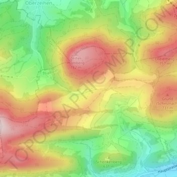 Topografisk kort Kilholz, højde, terræn