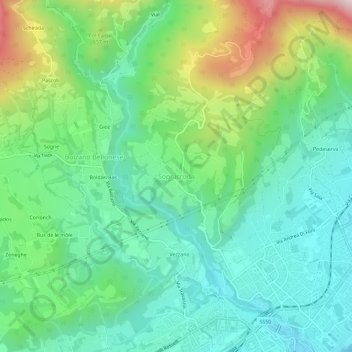 Topografisk kort Sopracroda, højde, terræn