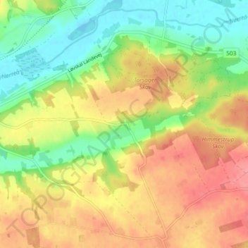 Topografisk kort Korreborg, højde, terræn