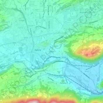 Topografisk kort Seméda, højde, terræn