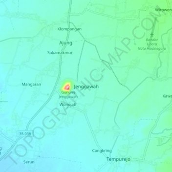 Topografisk kort Jenggawah, højde, terræn