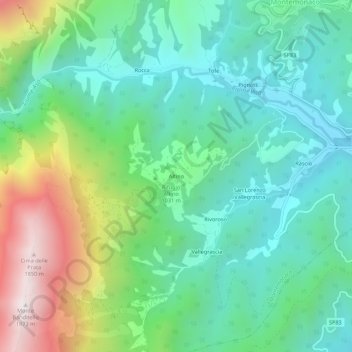 Topografisk kort Altino, højde, terræn