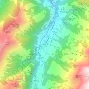 Topografisk kort Melchtal, højde, terræn
