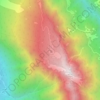 Topografisk kort Zugna, højde, terræn