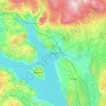 Topografisk kort Hamar, højde, terræn