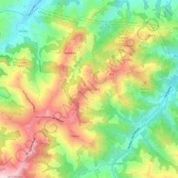 Topografisk kort Montagnana, højde, terræn
