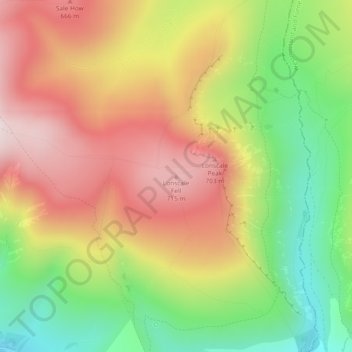 Topografisk kort Lonscale Fell, højde, terræn