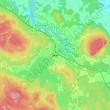 Topografisk kort Säter, højde, terræn