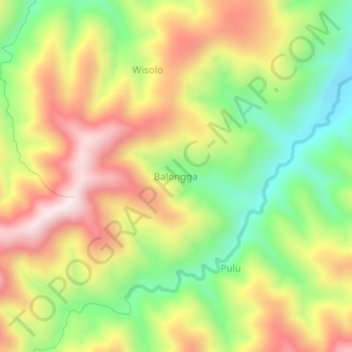 Topografisk kort Balongga, højde, terræn