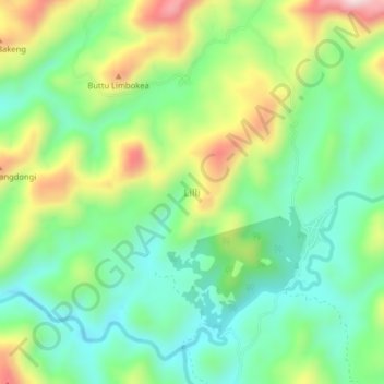 Topografisk kort Lilli, højde, terræn