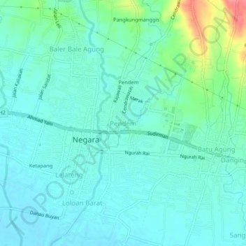 Topografisk kort Pendem, højde, terræn