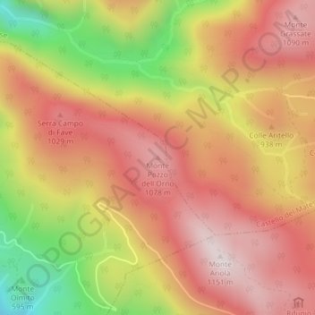 Topografisk kort Monte Pozzo dell'Orno, højde, terræn
