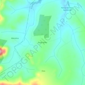 Topografisk kort Paiol Velho, højde, terræn