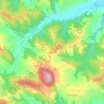 Topografisk kort Santa Lucia, højde, terræn