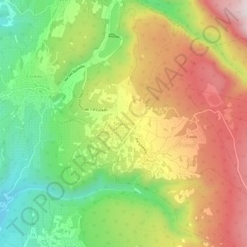 Topografisk kort Smarano, højde, terræn